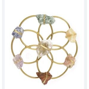 Chakra Crystal Flower of Life, Healing Crystal Stones, Crystal Decor Metals New